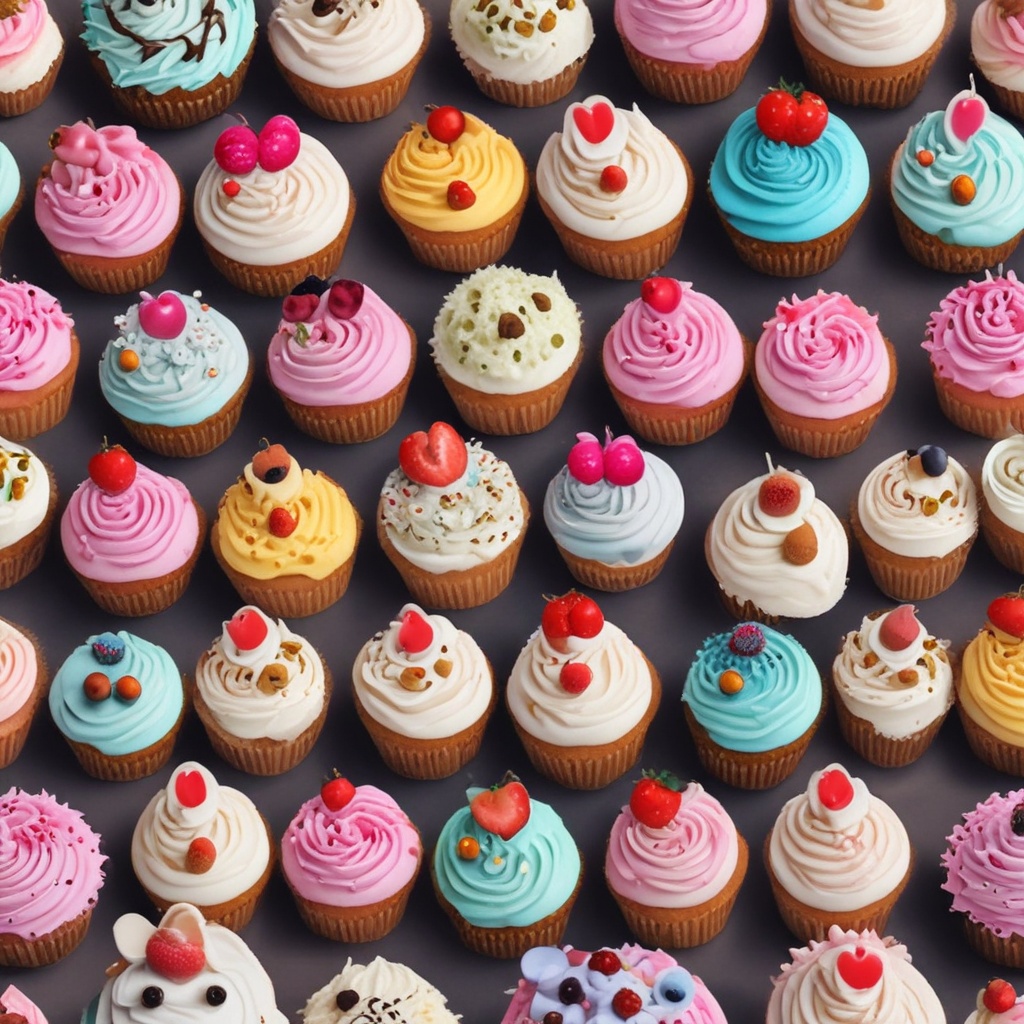 A plate of cute cupcakes with different toppings